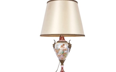 Lamp base with lampshade, in the Sevres style, around 1900