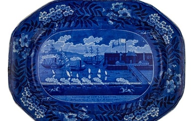 Landing of Lafayette Blue Staffordshire Platter