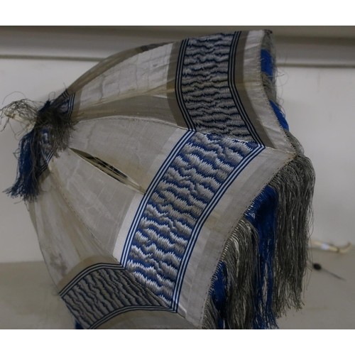 Late 19th C Chinese style silk work parasol with turned and ...
