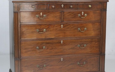 Late George III mahogany chest of drawers, circa 1810-20, fi...