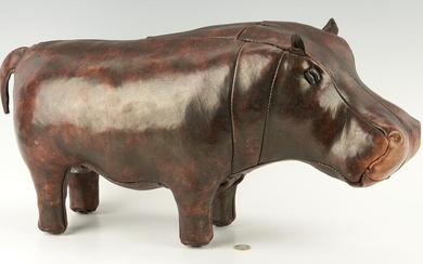Leather Hippo Foot Stool, Attrib. to Dmitri Omersa