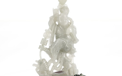 Liu Hai et le crapaud à trois pattes, sculpture en jade, Chine, h. 12 cm