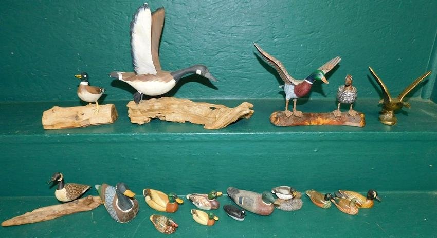 Lot Wood Carved Duck Decoys