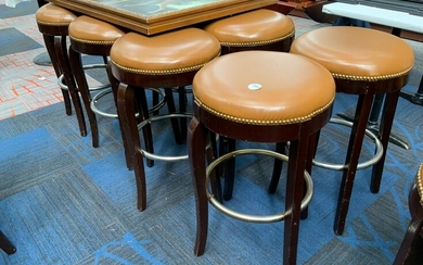 Lot of 8 barstools with leather tops