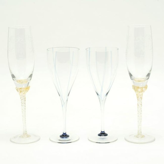 Lot of Crystal Champagne Flutes, Murano and Speck of