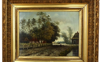 Louis APOL (1850-1936) - Ecole Hollandaise - "Paysage animé", huile sur toile, signée bas gauche,...