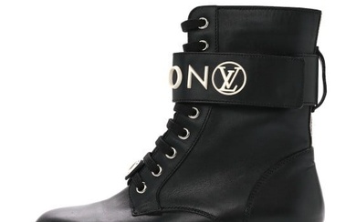 Louis Vuitton Calfskin Territory Flat Ranger Boots 36 Black