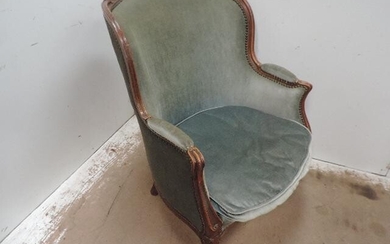 Louis XV Carved Frame Upholstered Bomb Tub Arm Chair...
