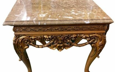 Louis XV Style Gold Leaf Marble Top Table
