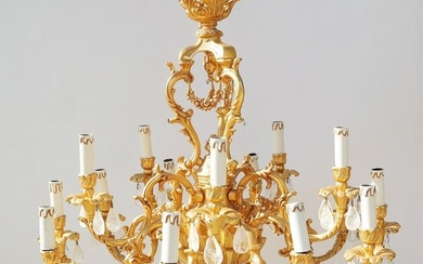 Louis XV-Style Bronze & Rock Crystal Chandelier