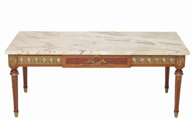 Louis XVI Style Marble Top Coffee Table with Gilt Bronze Mounts