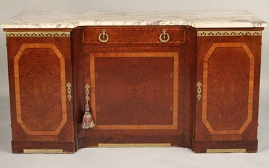 Louis XVI Style Marble-Top Side Cabinet