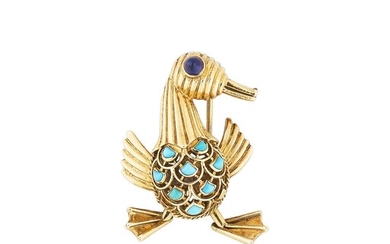MAUBOUSSIN | CLIP SAPHIR ET TURQUOISES | SAPPHIRE AND TURQUOISE CLIP-BROOCH