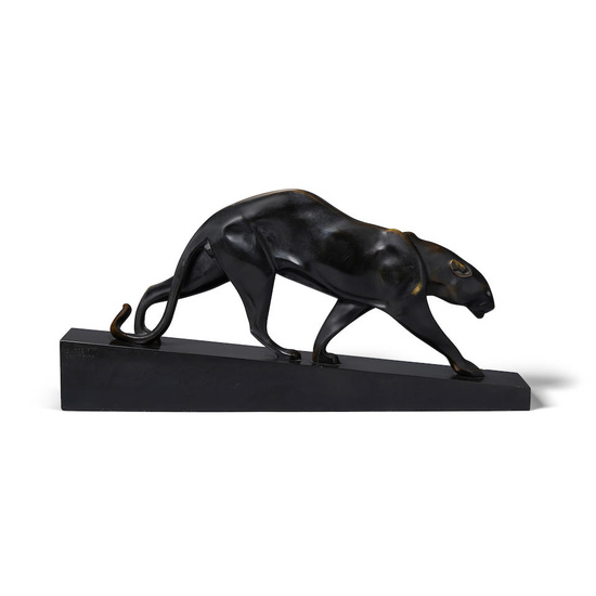 MAURICE PROST (1894–1967) Panther circa 1925 patinated bronze, black marble...