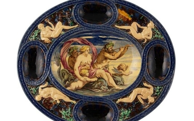 Minton Renaissance Style Palissy Ware Majolica Oval