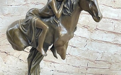 Modern Art Equestrian Original Bronze Statue - 17" x 15"