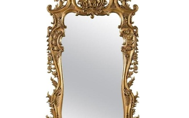 Monumental Louis XV Style Giltwood Mirror Exquisite Details