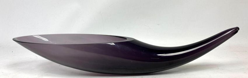 Murano Glass Horn Form Vase . Purple glass.