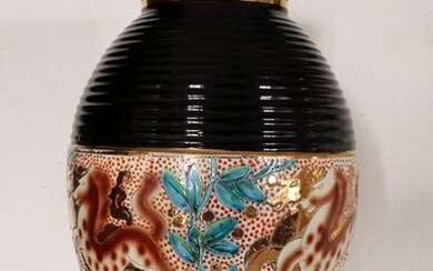 NINO STRADA (1904-1968) - DERUTA Black vase with central decoration,...
