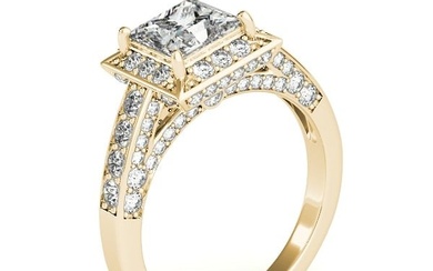 Natural 1.75 CTW Diamond Engagement Ring 18K Yellow Gold