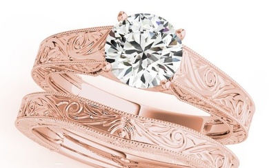Natural 2 CTW Diamond Engagement Ring SET 18K Rose Gold
