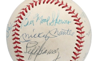 New York Old Timers Day Multi-Signed Baseball w/10 Signatures Including Mantle, Maris, DiMaggio