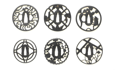 Nine iron sukashi (openwork) tsuba (sword guards)