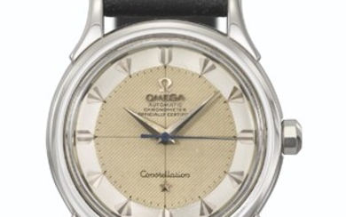 OMEGA. A RARE 18K WHITE GOLD AUTOMATIC WRISTWATCH WITH SWEEP CENTRE SECONDS