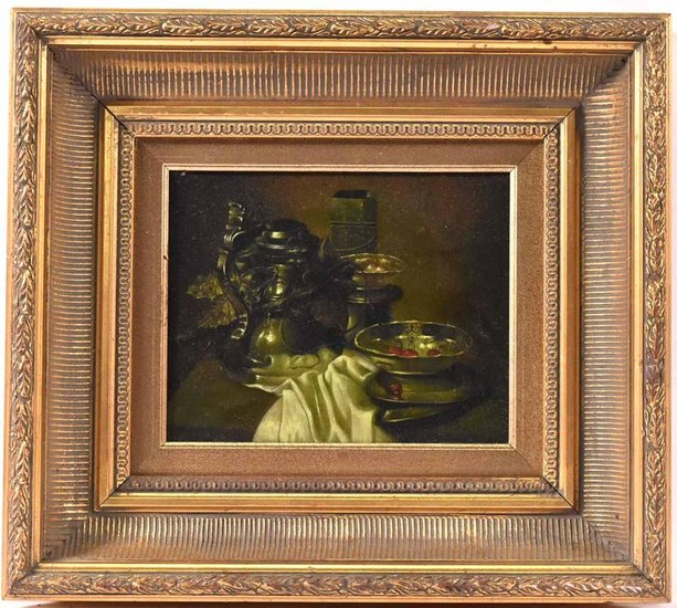 Oil on Canvas, Still Life with Pewter Objects