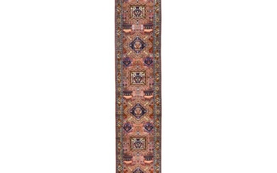 One of a Kind Vintage Geometric 26X16 Bidjar Oriental Runner Rug Hallway Carpet