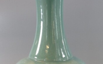 Oriental, probably Chinese porcelain celadon crackle glaze baluster vase....
