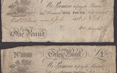 Otley Bank, for Wm Maude & Co, £1 (2), 5 July 1816,...