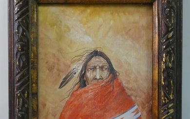 PAINTING OF INDIAN SIGNED H. PRATT 10" X 8"