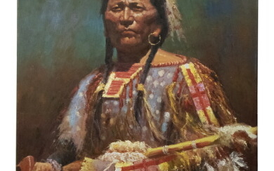 PAINTING OF NATIVE AMERICAN WARRIOR
