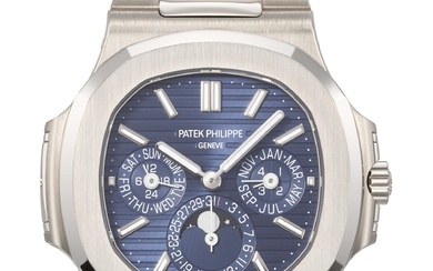 PATEK PHILIPPE. A RARE AND COVETED 18K WHITE GOLD AUTOMATIC...