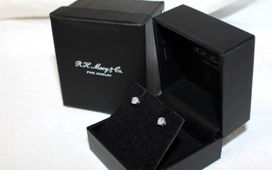 Pair 14k white gold & diamond stud earrings R. H. Macy & Co.