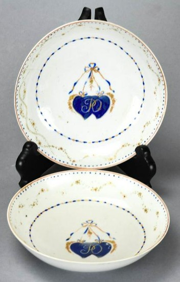 Pair Chinese Export Porcelain Armorial Bowls