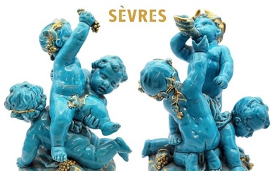 Pair Of 19th C. French Sevres Porcelain Cherub Angels