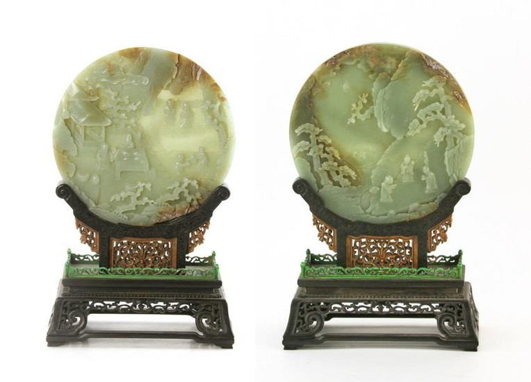 Pair of Chinese Jade Table Screens