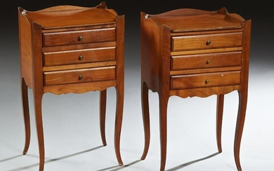 Pair of French Louis XV Style Nightstands, 20th c., the