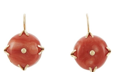 Pair of Gold and Coral Earrings