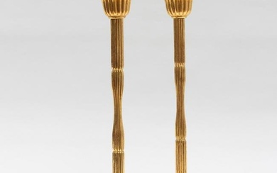 Pair of Japanese Gilt Lacquer Candle Holders