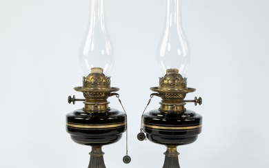 Pair of Napoleon III oil lamps