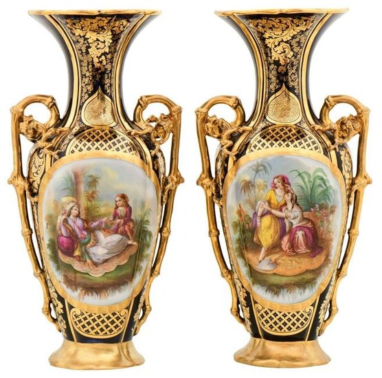 Pair of Old Paris Porcelain Vases