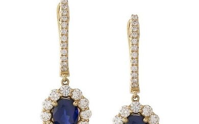 Pair of Sapphire and Diamond Earrings