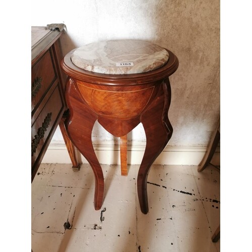 Pair of kingwood lamp tables with inset marble tops {78 cm H...