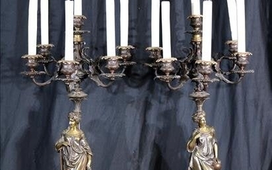 Pair of solid bronze candelabras, extremely heavy