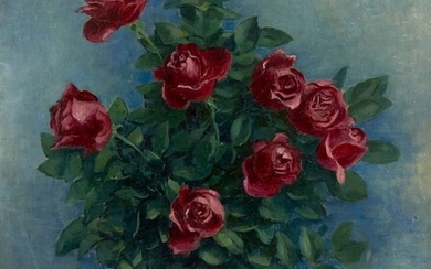 Paul COLIN (1892-1985) Vase aux roses rouges