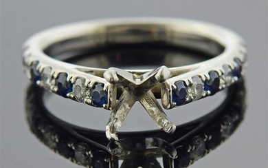 Platinum Diamond Sapphire Engagement Ring Mounting