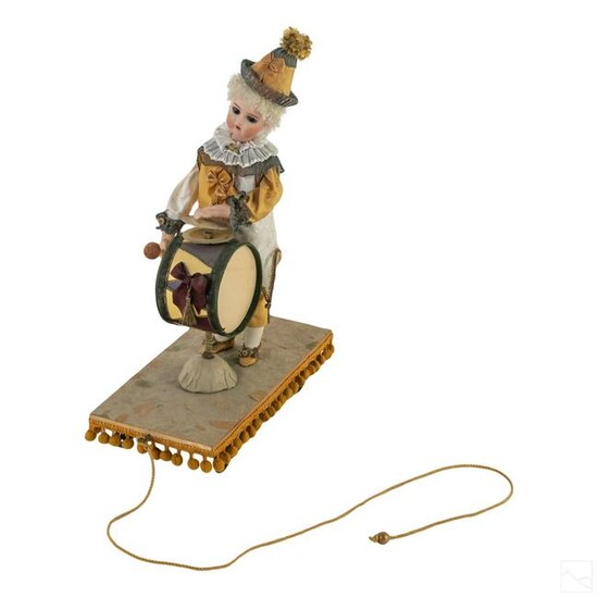 Porcelain Drummer Boy Automaton 14" Pull Toy Doll